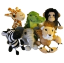 African Animals Set of 6 Soft Toy - Book