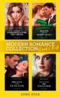 Modern Romance June 2023 Books 5-8 : Penniless Cinderella for the Greek / Back to Claim His Italian Heir / Her Vow to be His Desert Queen / Pregnant at the Palace Altar - eBook