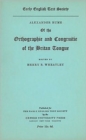 Alexander Hume of the Orthographie and Congruitie of the Britan Tongue - Book
