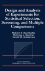 Design and Analysis of Experiments for Statistical Selection, Screening, and Multiple Comparisons - Book