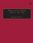Miscellaneous Short Poetry, 1641–1700 : Printed Writings 1641–1700: Series II, Part Three, Volume 4 - Book