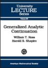 Generalized Analytic Continuation - Book