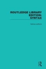 Routledge Library Editions: Syntax - Book