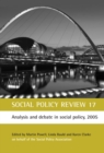 Social Policy Review 17 : Analysis and debate in social policy, 2005 - eBook