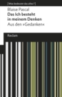 Das Ich besteht in meinem Denken - eBook