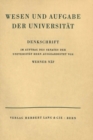 Wesen und Aufgabe der Universitaet : Denkschrift im Auftrag des Senates der Universitaet Bern - Book