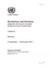 Resolutions and decisions adopted by the General Assembly during its seventy-second session : Vol. 2: Decisions 12 September - 24 December 2015 - Book