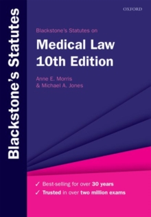 Blackstone's Statutes on Medical Law, Paperback / softback Book Blackstone's Statutes on Medical Law, Paperback / softback Book