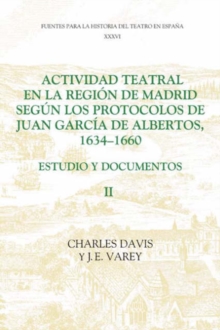 Actividad teatral en la region de Madrid segun los protocolos de Juan Garcia de Albertos, 1634-1660: II : Estudio y documentos : Documents 250-422, appendices etc.