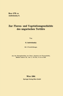 Zur Floren- und Vegetationsgeschichte des ungarischen Tertiars