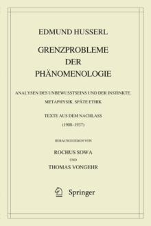 Grenzprobleme der Phanomenologie : Analysen des Unbewusstseins und der Instinkte. Metaphysik. Spate Ethik (Texte aus dem Nachlass 1908 - 1937)