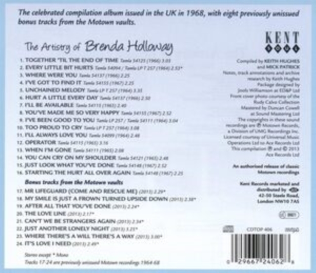 The artistry of Brenda Holloway: With bonus tracks from the Motown vaults, CD / Album Cd