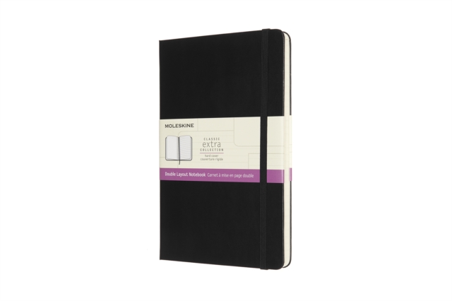 Moleskine Large Double Layout Plain and Ruled Hardcover Notebook : Black, Paperback Book