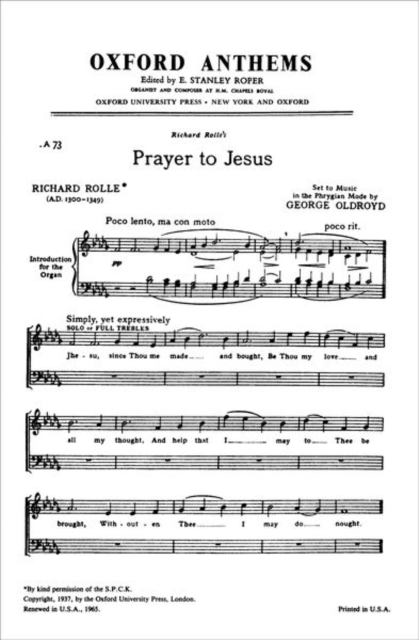 Prayer to Jesus, Sheet music Book