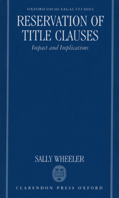 Reservation of Title Clauses : Impact and Implications, Hardback Book