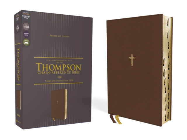 NASB, Thompson Chain-Reference Bible, Leathersoft, Brown, 1995 Text, Red Letter, Thumb Indexed, Comfort Print, Leather / fine binding Book