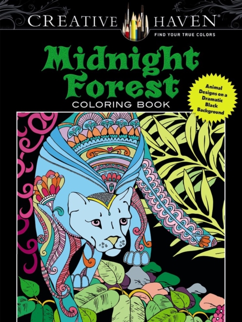 Creative Haven Midnight Forest Coloring Book : Animal Designs on a Dramatic Black Background, Paperback / softback Book