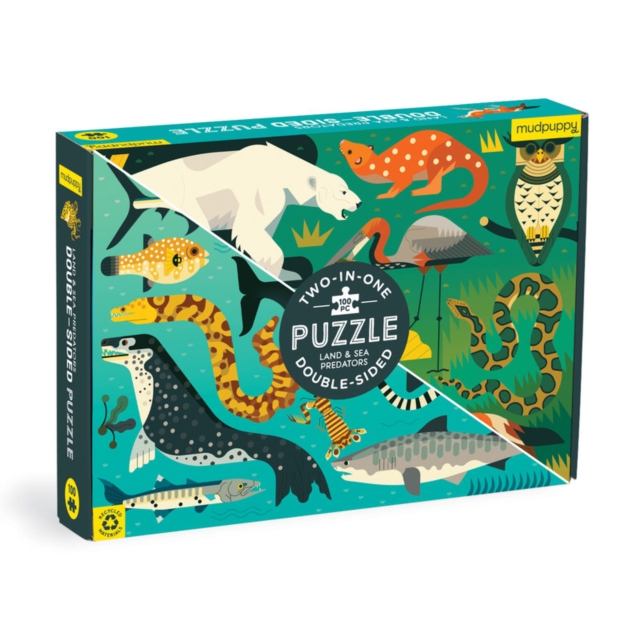 Land & Sea Predators 100 Piece Double-Sided Puzzle, Jigsaw Book