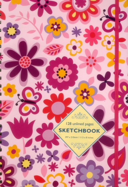 Sketchbook: Pink Flowers, Spiral bound Book