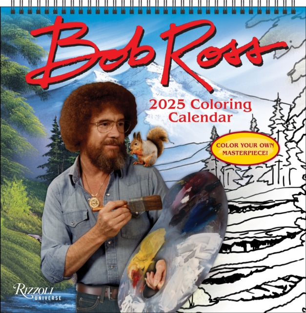 Bob Ross 2025 Coloring Wall Calendar, Calendar Book