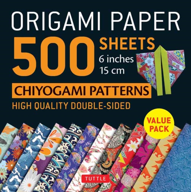 Origami Paper 500 sheets Chiyogami Designs 6 inch 15cm : High-Quality Origami Sheets Printed with 12 Different Designs Instructions for 8 Projects Included, Kit Book