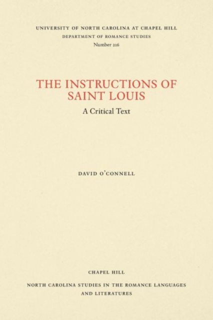 Instructions of Saint Louis : A Critical Text, Paperback / softback Book