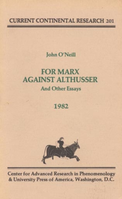 For Marx Against Althusser, Hardback Book