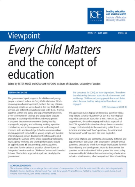 Every Child Matters and the Concept of Education, PDF eBook