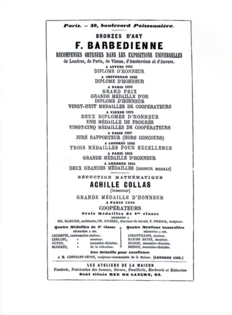 1886 Catalog of the French Bronze Foundry of F. Barbedienne of Paris, Paperback / softback Book
