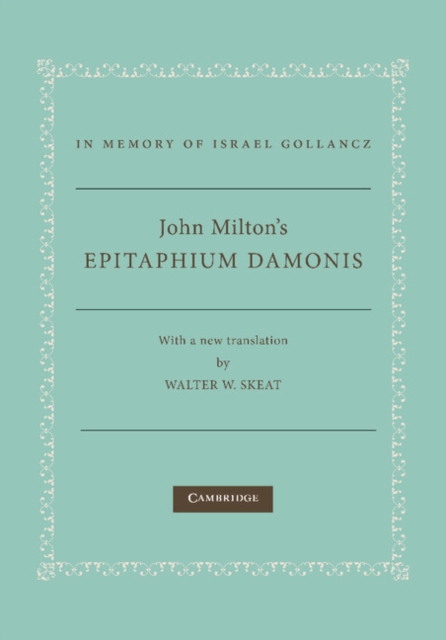 John Milton's Epitaphium Damonis, Paperback / softback Book