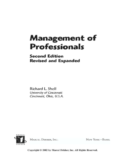 Management Of Professionals, Revised And Expanded, EPUB eBook