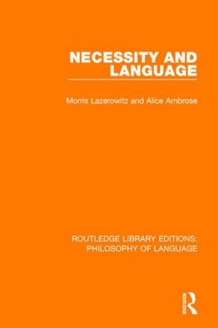 Necessity and Language, Paperback / softback Book