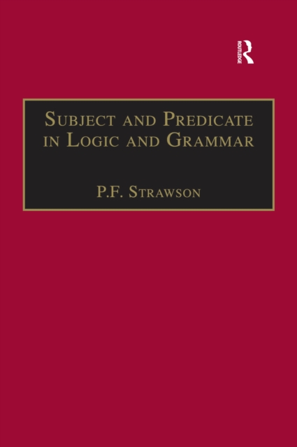 Subject and Predicate in Logic and Grammar, PDF eBook