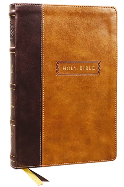 KJV Holy Bible with Apocrypha and 73,000 Center-Column Cross References, Brown Leathersoft, Red Letter, Comfort Print (Thumb Indexed): King James Version, Leather / fine binding Book