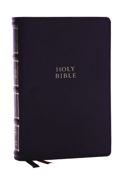 NKJV, Compact Center-Column Reference Bible, Black Genuine Leather, Red Letter, Comfort Print (Thumb Indexed), Leather / fine binding Book