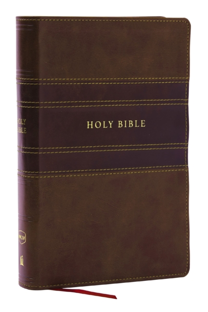 NKJV Personal Size Large Print Bible with 43,000 Cross References, Brown Leathersoft, Red Letter, Comfort Print, Leather / fine binding Book