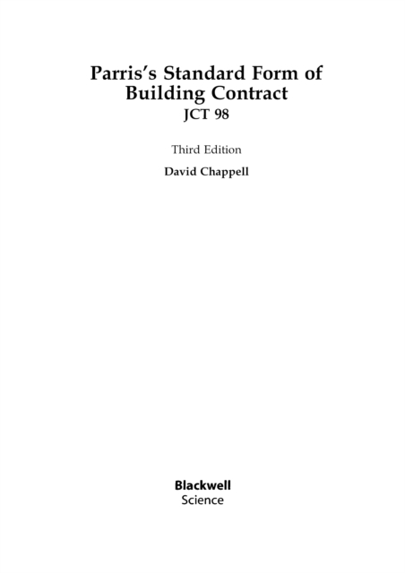 Parris's Standard Form of Building Contract : JCT 98, PDF eBook