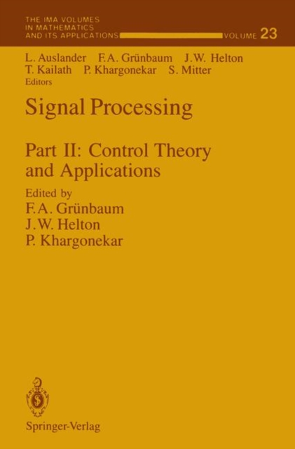 Signal Processing : Control Theory and Applications Part II, Paperback Book
