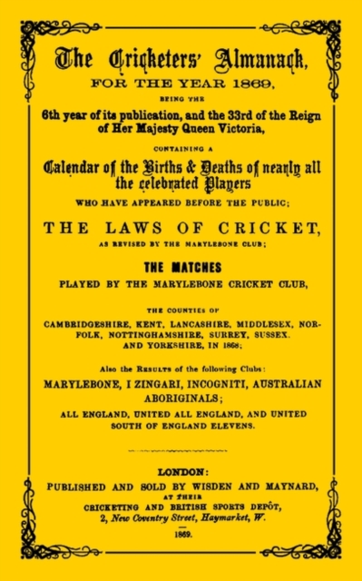 Wisden Cricketers' Almanack 1869, PDF eBook