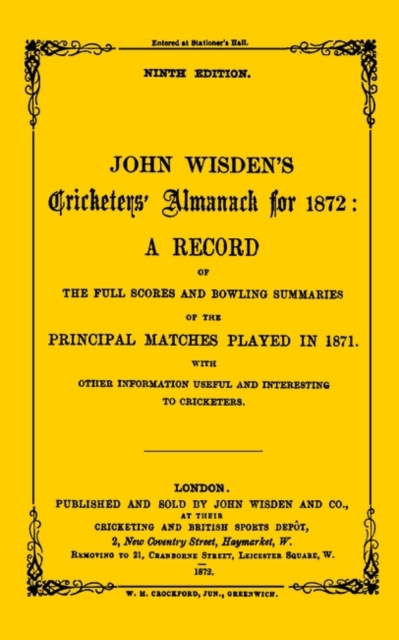 Wisden Cricketers' Almanack 1872, PDF eBook
