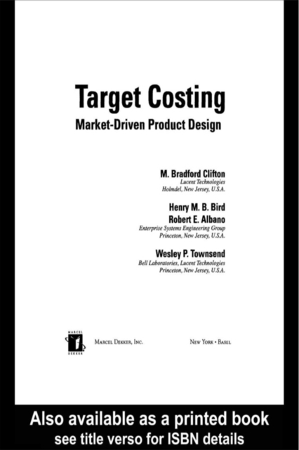 Target Costing : Market Driven Product Design, PDF eBook