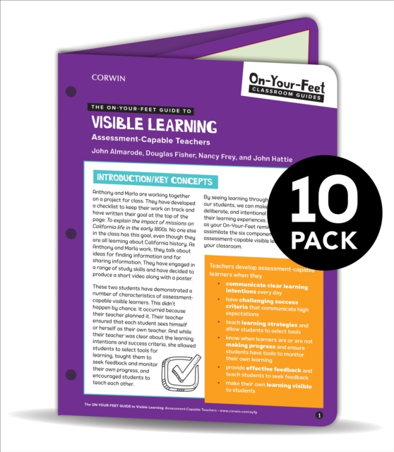 BUNDLE: Almarode: The On-Your-Feet Guide to Visible Learning: Assessment-Capable Teachers: 10 Pack, Book Book