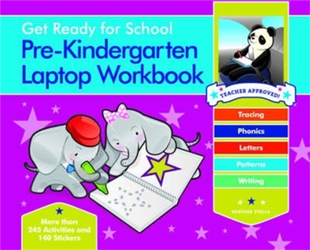 Get Ready For School Pre-Kindergarten Laptop Workbook : Uppercase Letters, Tracing, Beginning Sounds, Writing, Patterns, Spiral bound Book