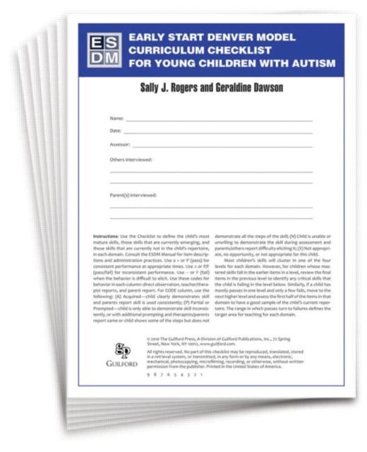 Early Start Denver Model Curriculum Checklist for Young Children with Autism, Set of 15 Checklists, Each a 16-Page Two-Color Booklet, Paperback / softback Book