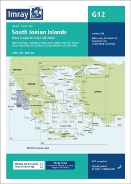 G12 South Ionian Islands : Nisos Levkas to Nisos Zakinthos, Sheet map, folded Book
