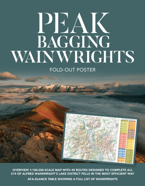 Peak Bagging: Wainwrights Fold-out Poster : Folding poster map (438mm x 672mm) of 45 routes designed to complete all 214 Wainwrights in the most efficient way, Poster Book