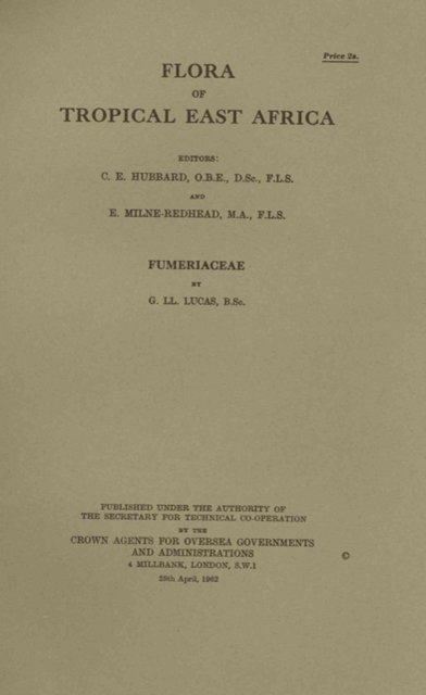 Flora of Tropical East Africa: Fumeriaceae : Fumeriaceae, Paperback / softback Book