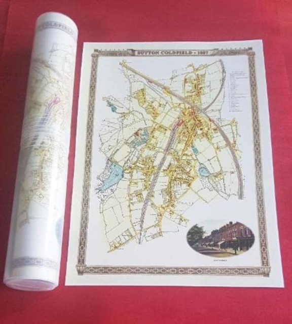 Sutton Coldfield 1887 - Old Map Supplied Rolled in a Clear Two Part Screw Presentation Tube - Print Size 45cm x 32cm, Sheet map, rolled Book