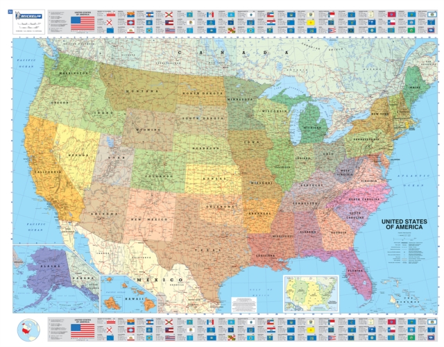 U.S.A Political - Michelin rolled & tubed wall map Paper : Wall Map, Sheet map, rolled Book