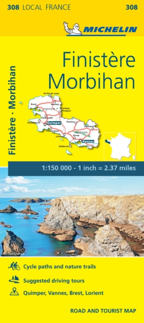 Finistere, Morbihan - Michelin Local Map 308 : Map, Sheet map, folded Book